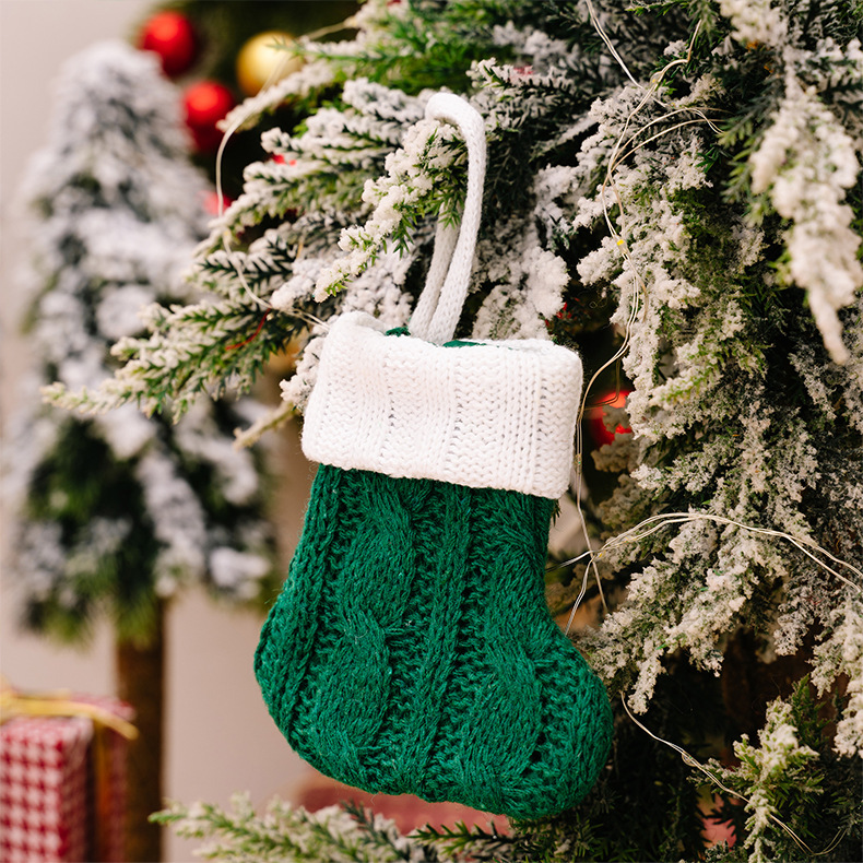 迷你針織聖誕襪 聖誕樹裝飾 糖果袋 聖誕吊飾 10