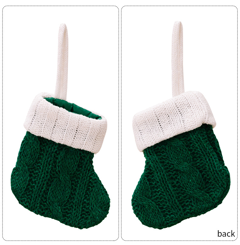 迷你針織聖誕襪 聖誕樹裝飾 糖果袋 聖誕吊飾 4