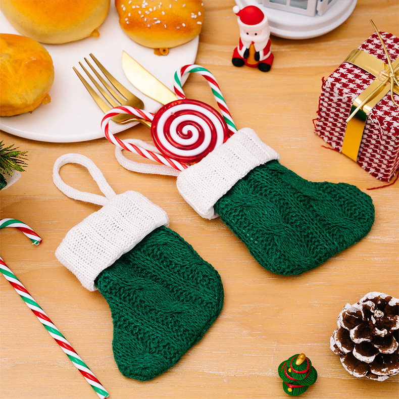 迷你針織聖誕襪 聖誕樹裝飾 糖果袋 聖誕吊飾 8