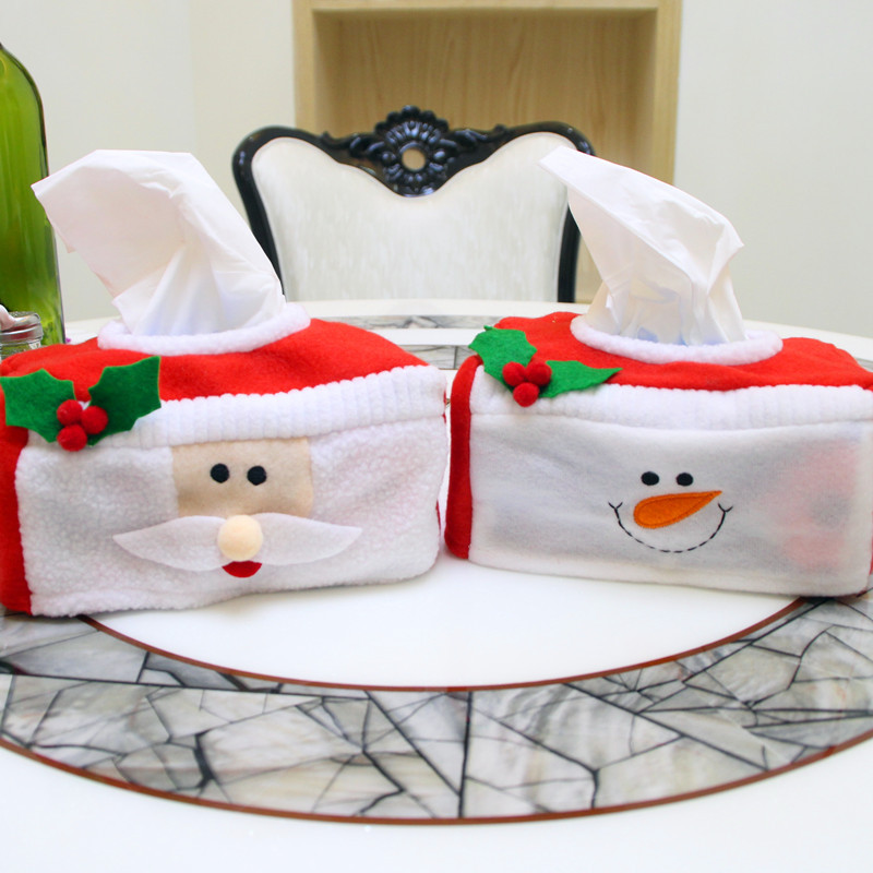 (4入)聖誕裝飾品 聖誕紙巾盒 小號聖誕紙巾盒套 聖誕場合裝飾5