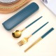 撞色不鏽鋼餐具三件組 湯匙筷子叉子 隨身 環保 餐具組 方便攜帶