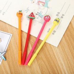 創意立體水果中性筆 可愛矽膠頭水果中性筆 黑色中性筆 辦公用文具