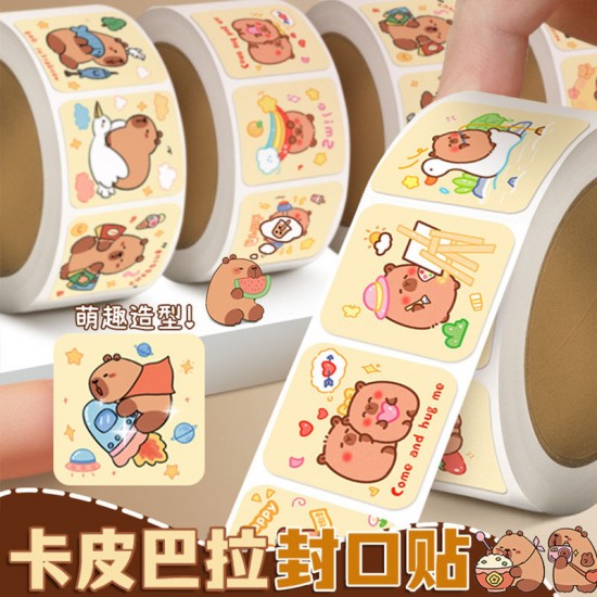 【療癒水豚】卡皮巴拉封口貼紙組 - 手帳裝飾可愛貼紙