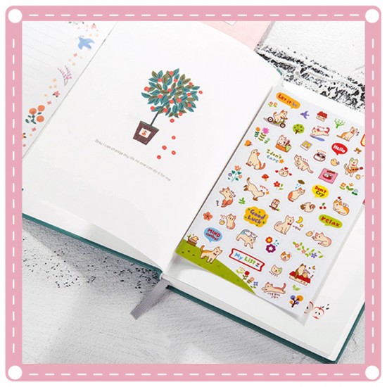 可愛貓咪 DIY卡通透明裝飾貼紙 日記 筆記本 相冊 手機裝飾貼紙 6張入
