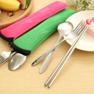 不鏽鋼環保餐具組 筷子+湯匙+叉子 三件組