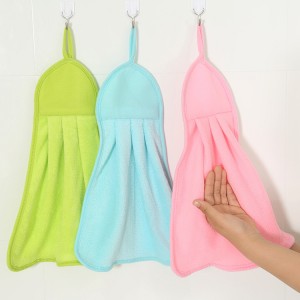 素色可掛式擦手巾 超強吸水珊瑚絨抹布 糖果色毛巾