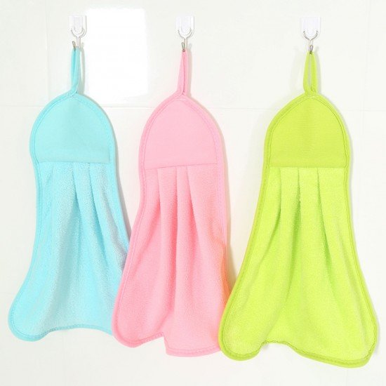 素色可掛式擦手巾 超強吸水珊瑚絨抹布 糖果色毛巾