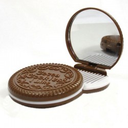 巧克力隨身鏡梳組 夾心餅乾化妝鏡 鏡子梳子
