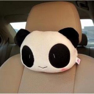 可愛卡通熊貓毛絨車用護頸枕 靠墊 抱枕