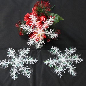聖誕裝飾品 三片裝 15cm塑料雪花片 墻壁裝飾品 飯店聖誕布置