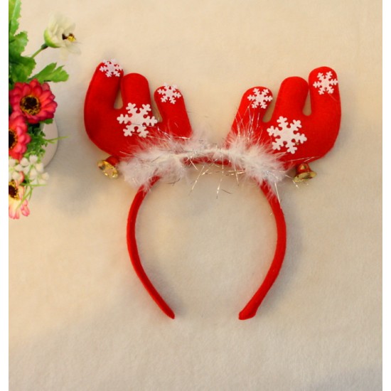 聖誕裝飾品 聖誕羽毛鈴鐺大鹿角 髮箍 頭箍 聖誕派對用品