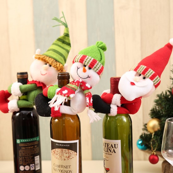 聖誕家居裝飾品 聖誕老人雪人酒瓶套 中號酒瓶裝飾品