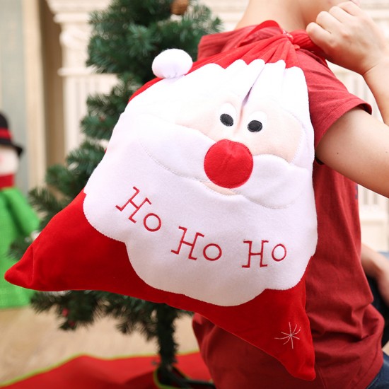 聖誕金絲絨刺繡禮物袋 大號聖誕老人禮品袋 聖誕老人禮物袋