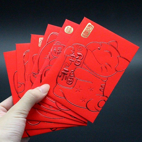 Q版財神 招財貓 創意紅包袋 新年紅包 新年用品 喜慶用品 春節用品 6入裝 小款