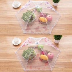 廚房蕾絲網紗折疊食物罩 防蟲餐桌罩飯菜罩