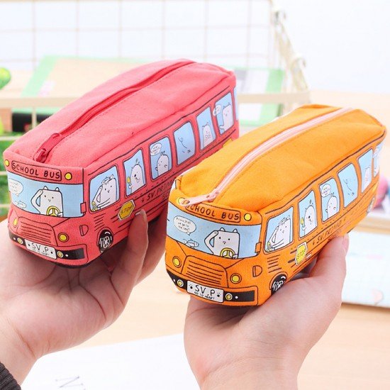 創意學生文具小動物巴士筆袋 鉛筆盒 帆布文具袋
