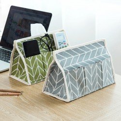 家居創意棉麻布藝紙巾盒 多功能六袋抽取式面紙盒 桌面收納盒