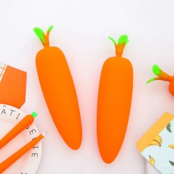創意紅蘿蔔筆袋 學生大容量鉛筆盒 可愛矽膠筆袋