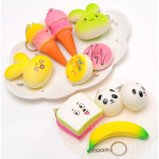 仿真食物鑰匙圈 甜甜圈麵包香味吊飾 水果造型吊飾 香蕉鑰匙圈
