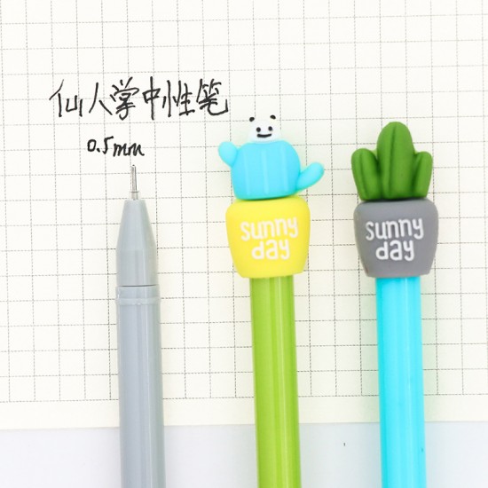 矽膠仙人掌盆栽造型中性筆 0.5mm原子筆