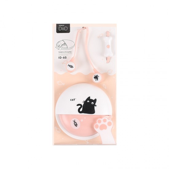 可愛卡通貓咪小魚耳機 收納盒 時尚入耳式立體音樂耳機