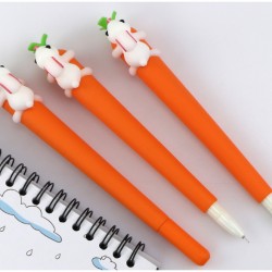 胡蘿蔔中性筆 兔子造型黑筆 學生文具