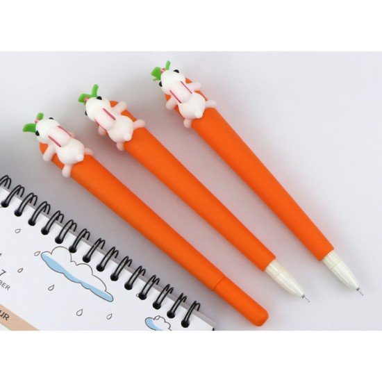 胡蘿蔔中性筆 兔子造型黑筆 學生文具