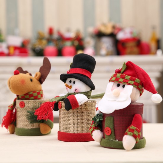 聖誕節糖果盒 聖誕老人麋鹿雪人 聖誕用品禮物盒 聖誕裝飾品 亞麻禮物盒