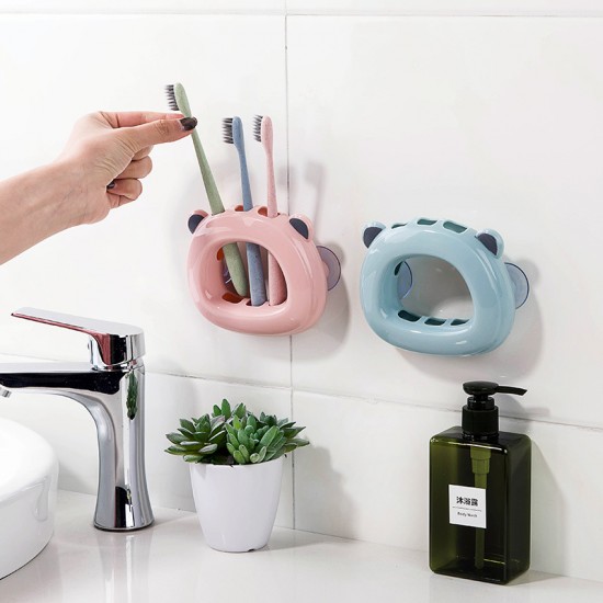 創意小熊吸盤式牙刷架 浴室吸壁式牙刷置物架