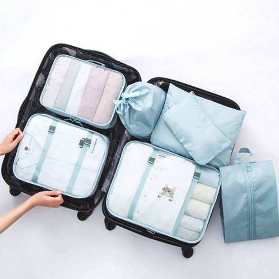 旅行行李收納7件組 旅遊必備行李箱整理袋 行李分裝袋 收納袋