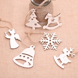 聖誕節必備 聖誕樹創意木質吊飾 麻繩小吊飾 聖誕裝飾用品 10片裝