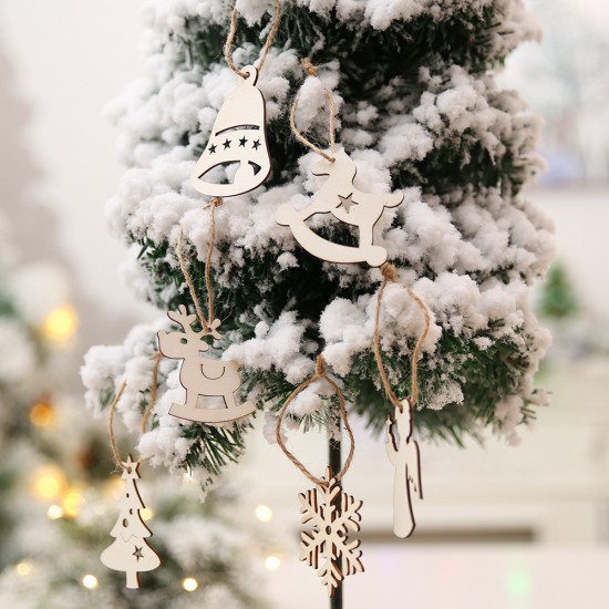 聖誕節必備 聖誕樹創意木質吊飾 麻繩小吊飾 聖誕裝飾用品 10片裝