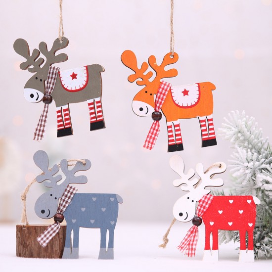 聖誕節必備 聖誕樹木質吊飾 可愛麋鹿聖誕樹吊飾 聖誕裝飾用品