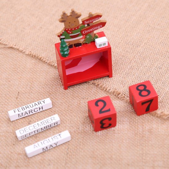 創意可愛木質日曆桌面裝飾 聖誕裝飾用品 聖誕節必備