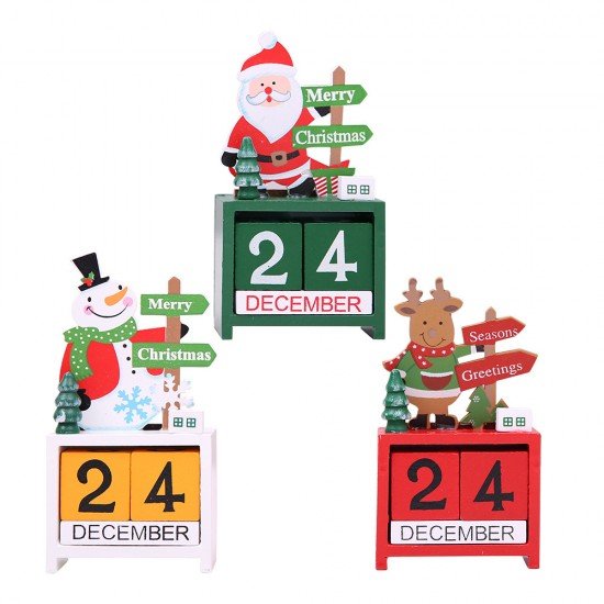 創意可愛木質日曆桌面裝飾 聖誕裝飾用品 聖誕節必備