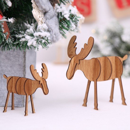 聖誕節必備 DIY木質麋鹿桌面裝飾 居家裝飾必備 裝飾用品