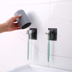 無痕牙刷杯收納架 塑膠簡約壁掛式牙刷架 創意浴室收納掛勾