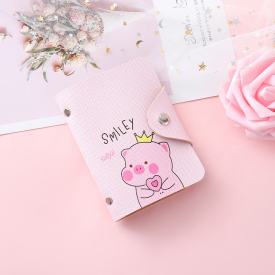 粉色小豬大容量卡包 20位防消磁卡包 卡片收納包