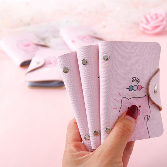 粉色小豬大容量卡包 20位防消磁卡包 卡片收納包