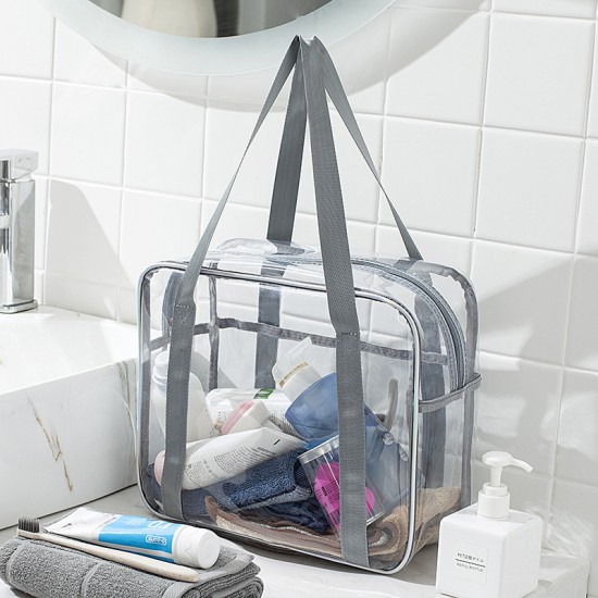 大容量透明手提洗漱包 PVC手提化妝包 旅行必備防水收納包 整理包 收納袋