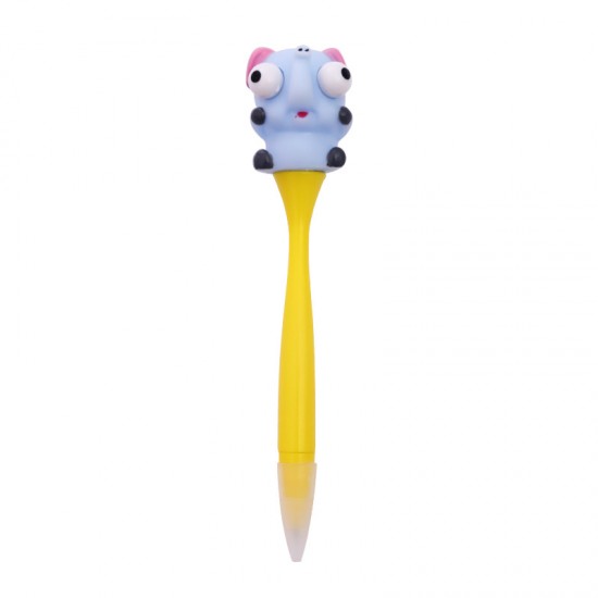 趣味捏捏紓壓圓珠筆 創意好玩凸眼動物造型原子筆