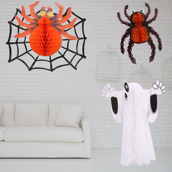 萬聖節布置蜂巢裝飾道具 派對幽靈蜘蛛裝飾 紙質裝飾道具