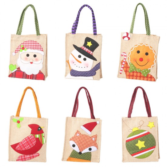 貼布刺繡麻布禮物袋 聖誕節裝飾品手提袋 創意糖果袋 提袋