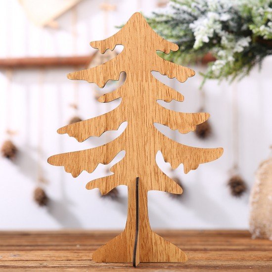 DIY木質聖誕樹桌面裝飾 創意大號小號聖誕樹 十字底木質聖誕樹