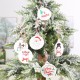 聖誕樹木質印花吊飾 聖誕節裝飾必備 聖誕老人雪人印花圖案小吊飾 6入裝