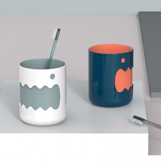 小怪獸雙色水杯 浴室必備可愛漱口杯 創意造型雙色水杯 牙刷杯