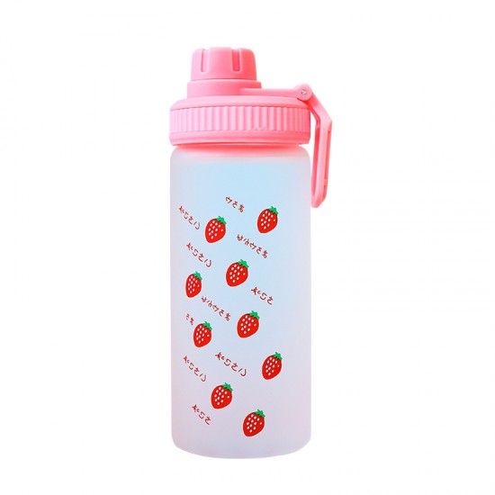 可愛草莓玻璃水杯 可愛玻璃吸管杯 方便攜帶玻璃水壺