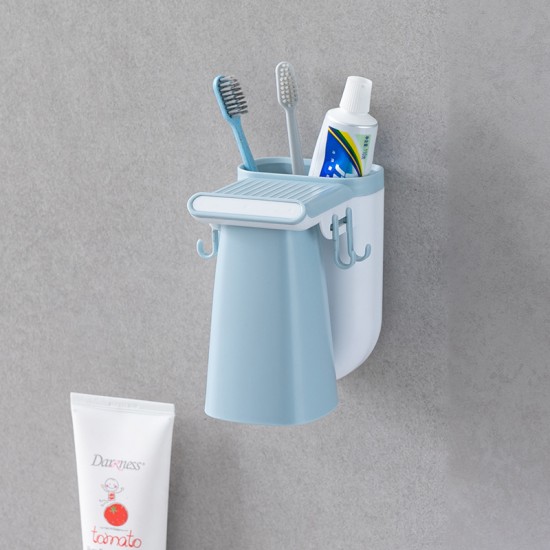 磁吸式洗漱用品架 北歐色簡約牙刷架 創意居家必備瀝水漱口杯收納架