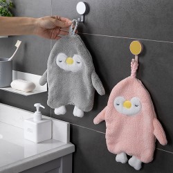 可愛企鵝造型擦手巾 珊瑚絨造型擦手巾 居家必備超吸水小毛巾