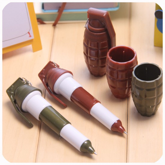 手榴彈造型筆 創意造型圓珠筆 創意文具 方便攜帶伸縮原子筆